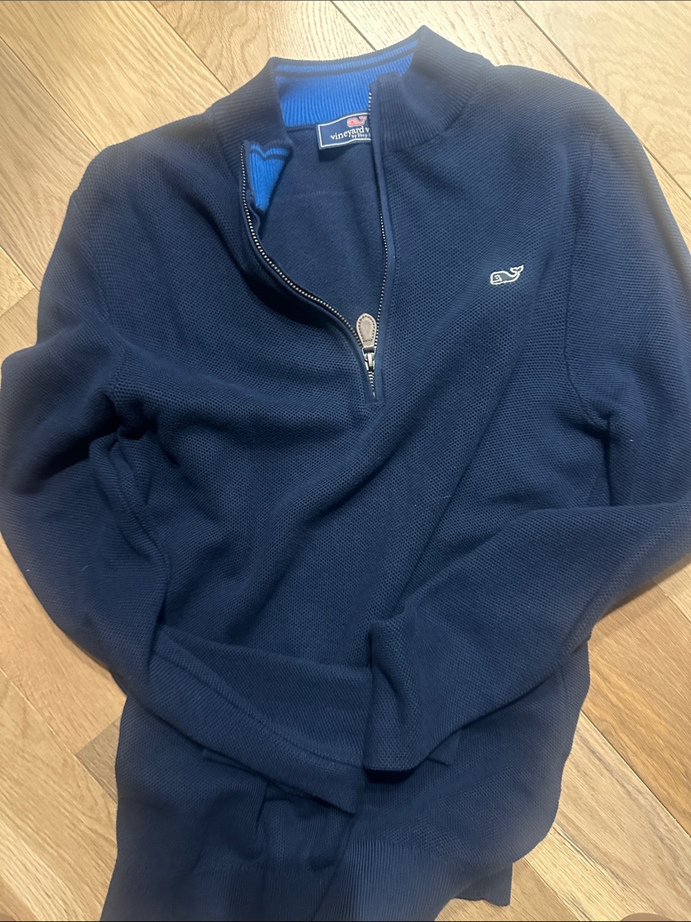 Vineyard Vines Navy Half-Zip Sweater with Whale Logo